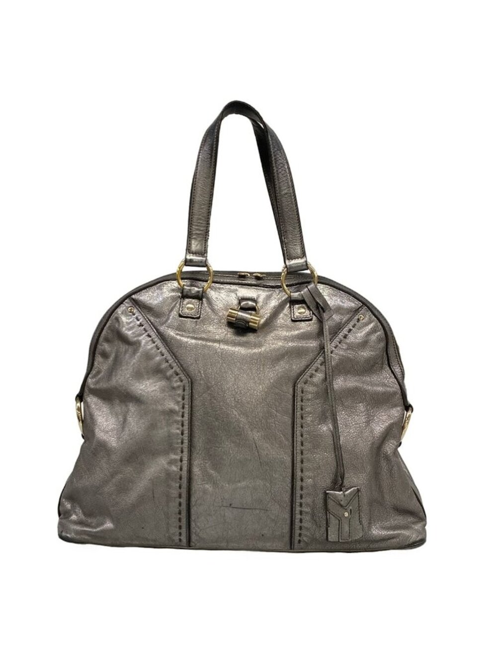 Saint Laurent Rive Gauche Shoulder Bag Muse Silver Leather
